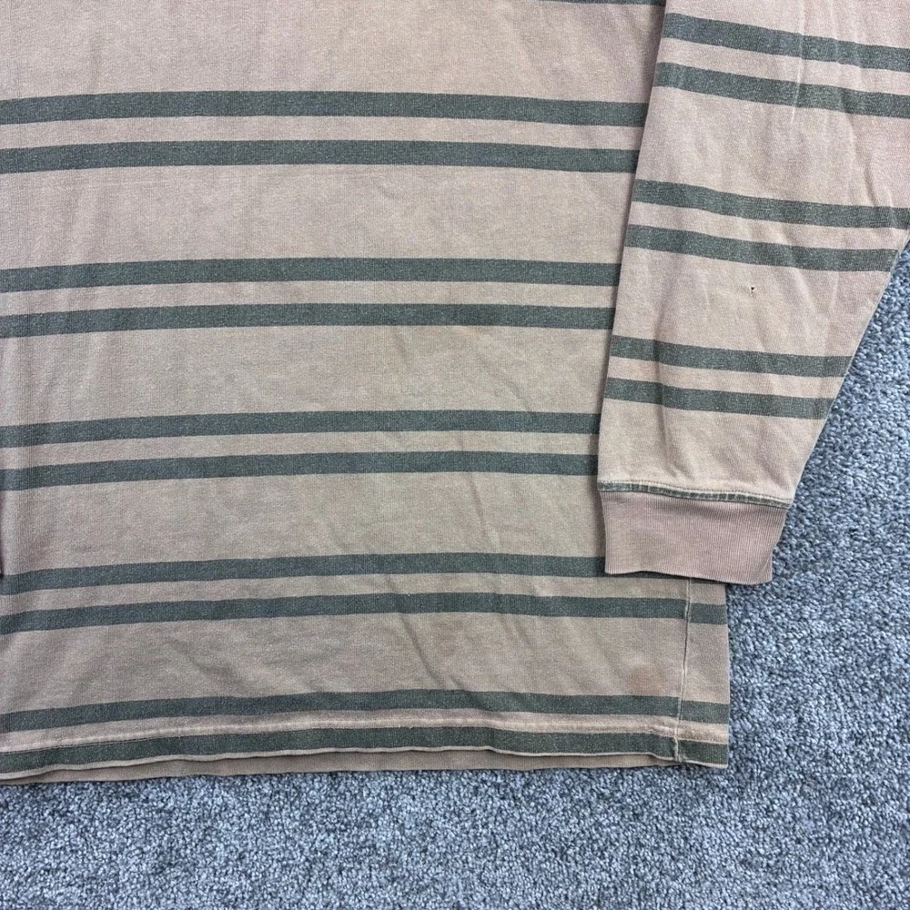 Vintage Banana Republic Shirt Mens M Brown Cotton Striped Safari Mock Neck